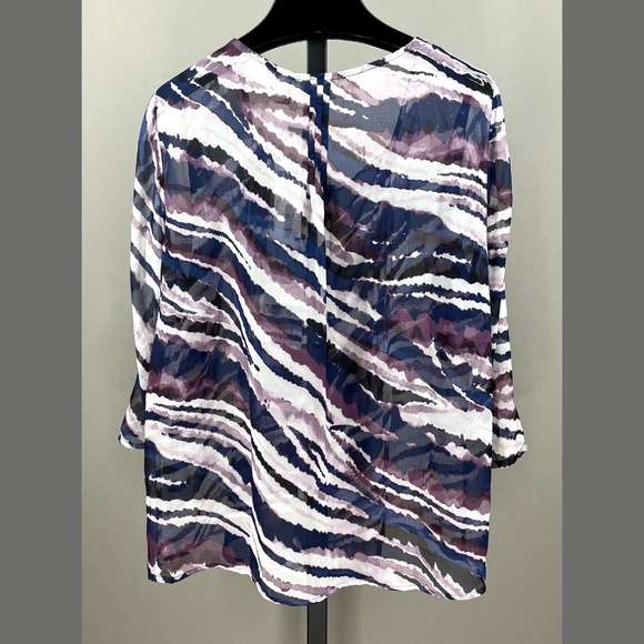 NEW Chicos Shirt Womens Large blue purple sheer button up blouse casual classic - Picture 7 of 10